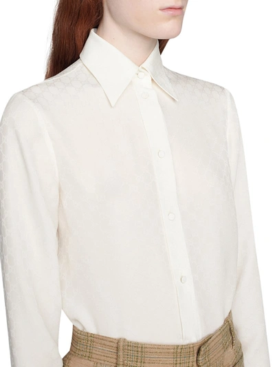 Shop Gucci Gg Silk Crepe Shirt In White