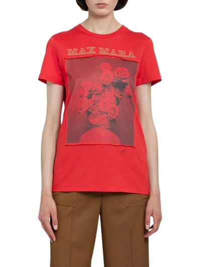Shop Max Mara "fiori" Cotton T-shirt In Red