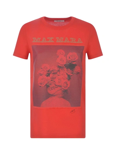 Shop Max Mara "fiori" Cotton T-shirt In Red