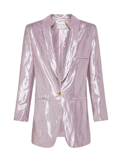 Shop Forte Forte Lurex Linen Viscose Jacket In Pink & Purple
