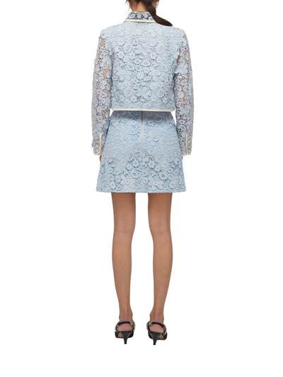 Shop Self-portrait Guipure Lace Mini Skirt In Blue