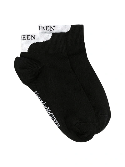 Shop Alexander Mcqueen Logo-embroidered Socks In Black