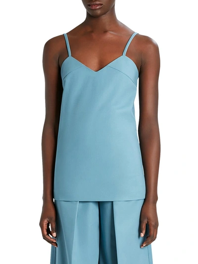 Shop Max Mara Top In Cotton Gabardine In Blue