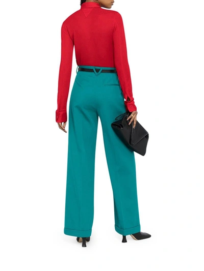 Shop Bottega Veneta Straight-leg Tailored Trousers In Green