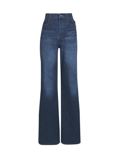 Shop Chloé Bell Jeans With Wide Leg In Blue