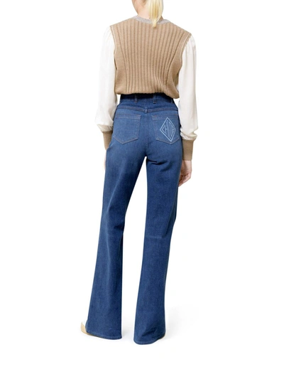 Shop Chloé Bell Jeans With Wide Leg In Blue