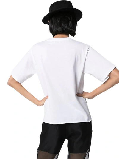 Saint Laurent Women Basic White T-shirt With Miiddle Logo Print In Cotton Woman In White