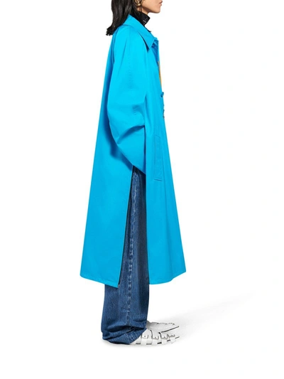 Shop Balenciaga Blue Cotton Gabardine Carcoat