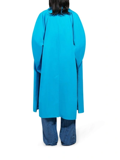 Shop Balenciaga Blue Cotton Gabardine Carcoat