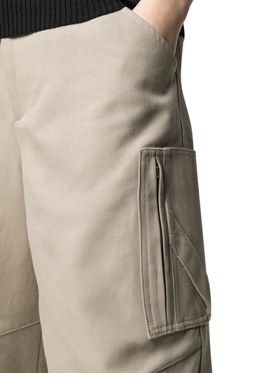 Shop Bottega Veneta Belted Cotton Trousers In Nude & Neutrals