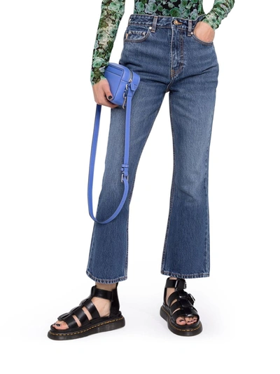 Shop Ganni High-waisted Flared Jeans In Blue