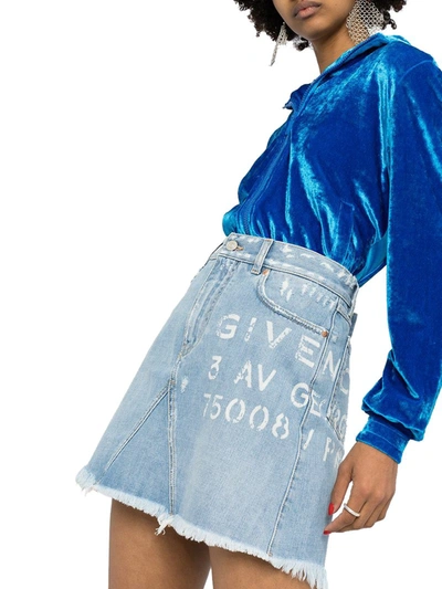 Shop Givenchy Logo-print Denim Skirt In Blue