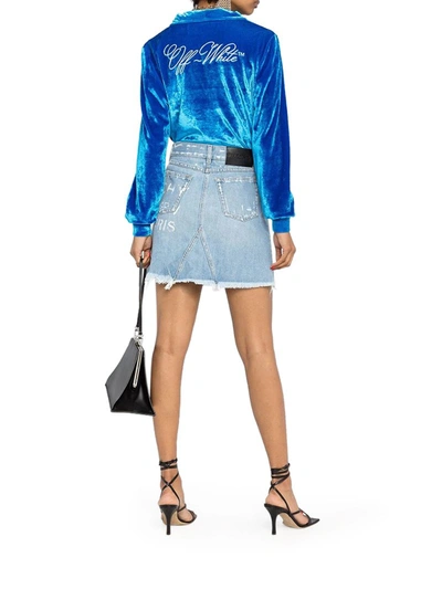 Shop Givenchy Logo-print Denim Skirt In Blue