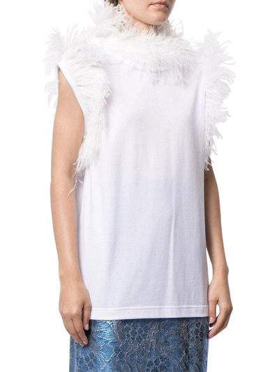 Shop Dolce & Gabbana Armhole Blouse With Feathers In White