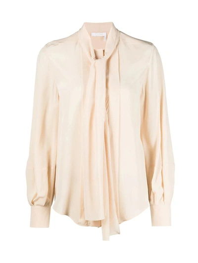 Shop Chloé Pussy-bow Fluid Blouse In Pink & Purple