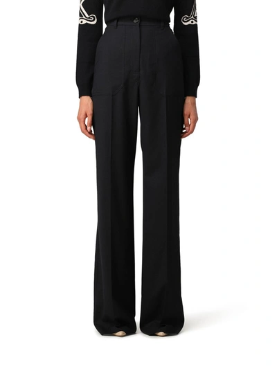 Shop Max Mara Pants In Wool Twill In Blue