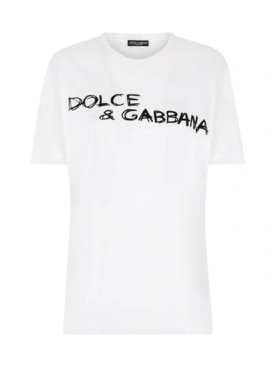 Shop Dolce & Gabbana Logo-print T-shirt In White