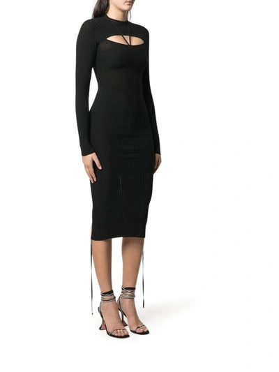 Shop Adamo Cut-out Fitted Knitted Dress In Black