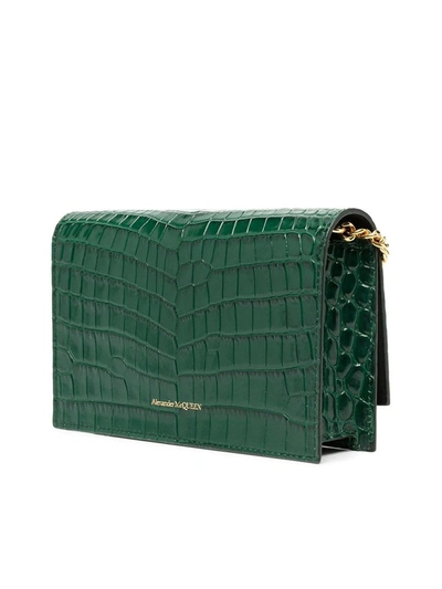 Shop Alexander Mcqueen Crocodile Effect Crossbody Bag In Green