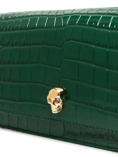 Shop Alexander Mcqueen Crocodile Effect Crossbody Bag In Green