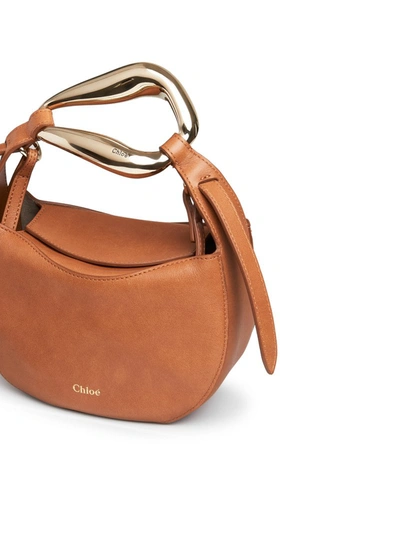 Shop Chloé Small "kiss" Bag In Fine-grained Calfskin In Brown