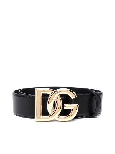 Shop Dolce & Gabbana Logo-plaque Leather Belt In Black