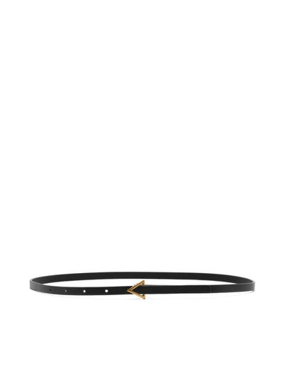 Shop Bottega Veneta Triangle-buckle Skinny Belt In Black