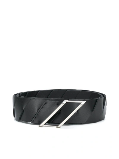 Shop Bottega Veneta Intrecciato Weave Leather Belt In Black