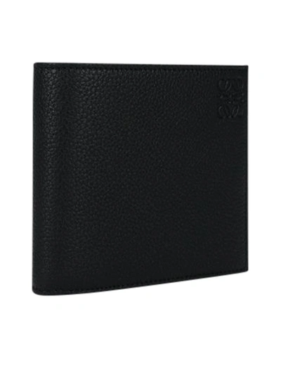 Shop Loewe Tumbled Leather Billfold Wallet In Black