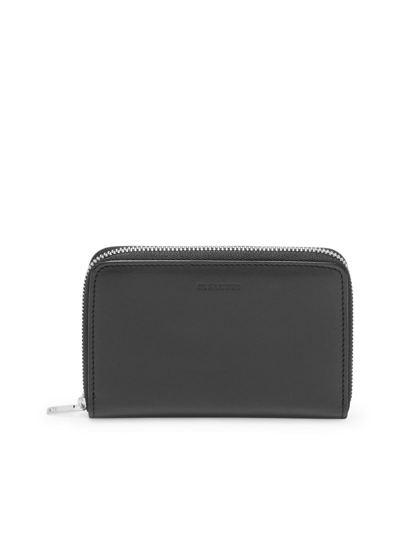 Shop Jil Sander Pocket Zip Around Wallet In Black