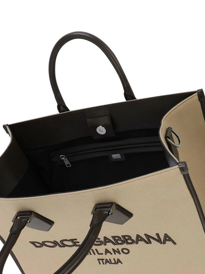 Dolce & Gabbana Edge logo-embroidered Canvas Shopper Bag - Green