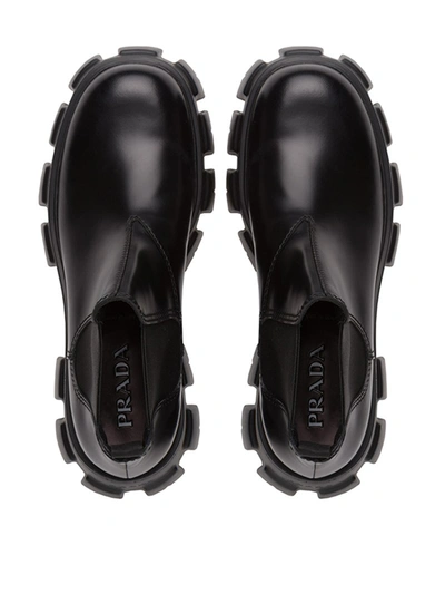 Prada Black Calfskin Chelsea Boots In Black
