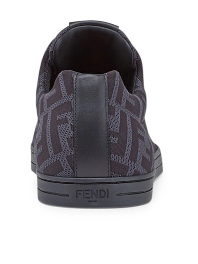 Shop Fendi Low Top In Gray Technical Fabric In Black