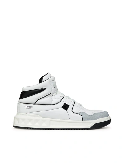 Shop Valentino Garavani One Stud Mid-top Sneaker In Calfskin In White