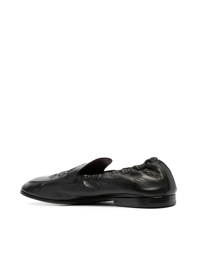 Shop Dolce & Gabbana Logo-embroidered Leather Loafers In Black