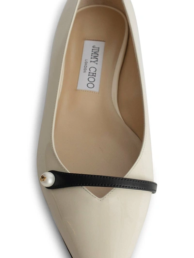 Shop Jimmy Choo High-shine Finish Pointed-toe Ballerina Shoes In White
