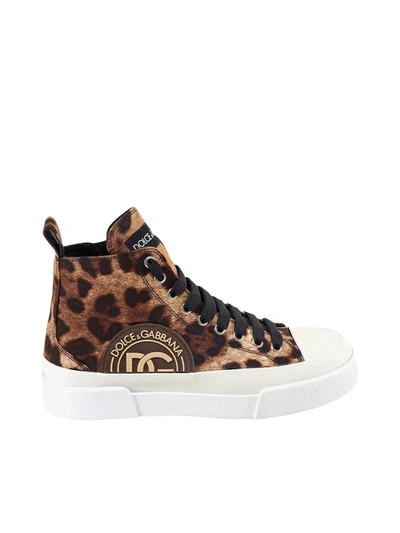 Shop Dolce & Gabbana Sneakers With Leo Print In Multicolour