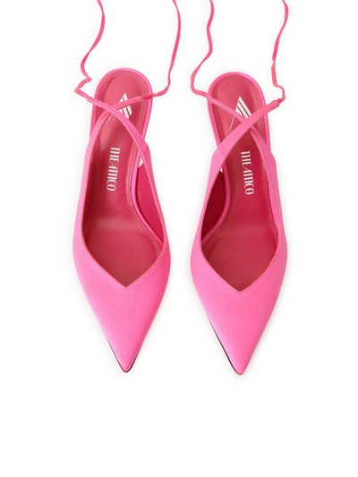 Shop Attico Slingback "venus" In Pink Satin In Pink & Purple