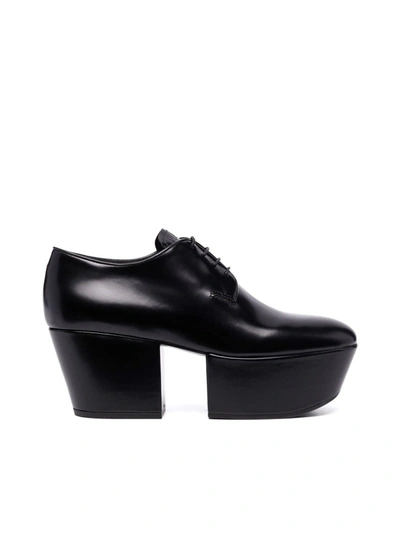 Shop Prada 70mm Platform Lace-up Shoes In Black