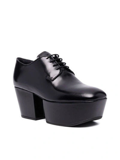 Shop Prada 70mm Platform Lace-up Shoes In Black