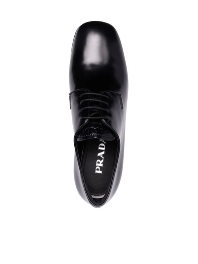 Shop Prada 70mm Platform Lace-up Shoes In Black