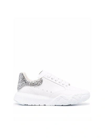 Shop Alexander Mcqueen Court Glitter Counter Sneakers In White