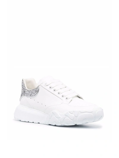 Shop Alexander Mcqueen Court Glitter Counter Sneakers In White