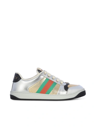 Shop Gucci Screener Low-top Sneakers In Metallic