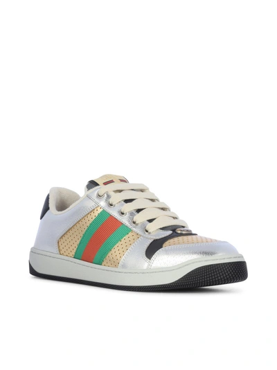 Shop Gucci Screener Low-top Sneakers In Metallic