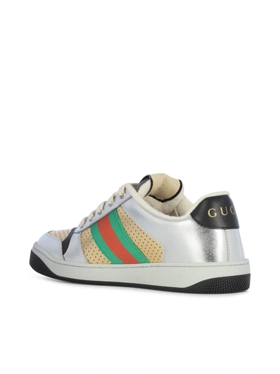 Shop Gucci Screener Low-top Sneakers In Metallic