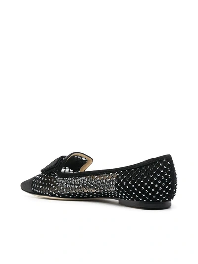 Shop Jimmy Choo Crystal Mesh Pointed-toe Loafers In Black