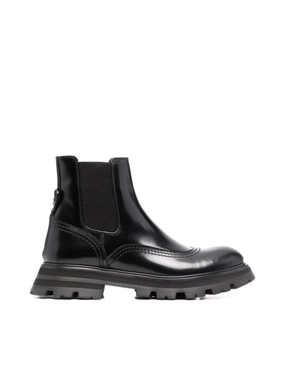 Shop Alexander Mcqueen Wander Chelsea Boots In Black
