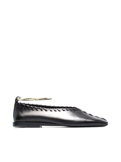 Jil Sander Ring Whipstitch-trimmed Leather Ballet Flats In Multi