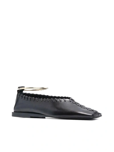 Jil Sander Ring Whipstitch-trimmed Leather Ballet Flats In Multi